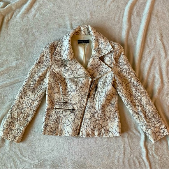 UNIQUE Bianca Nygard Wool Biker Jacket, size 10 Petit - Picture 1 of 6